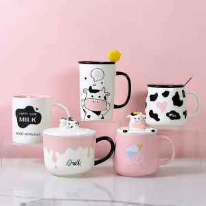 Cốc Cà Phê Bò Tròn Tròn Bằng Gốm Sứ Dễ Thương Cho Học Sinh Cốc Đựng Sữa Có Nắp Và Thìa Cốc Đựng Nước Cốc Đựng Cà Phê