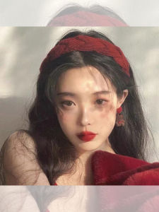 Elegant Red Series High Hairline Hairband Womens 2025 New Retro Popular Press Hair Headband Wide Edge Hair Clip Hair Accessories