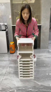 LE Rak Sepatu Susun Tertutup Rak Sepatu Lipat Lemari Kotak Sepatu Lipat Transparant