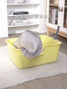 ห้องน้ำแมวขนาดใหญ่ ป้องกันทรายกระเด็น ให้พลั่ว ห้องน้ําแมว ส้วมแมว กระบะทรายแมว พื้นที่มากมาย CW51