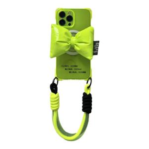 Durable TPU Phone Case for Huawei And  16Promax with Strap Integrated Design Magnetic Absorption Airbag Stand Butterfly Knot Summer Green