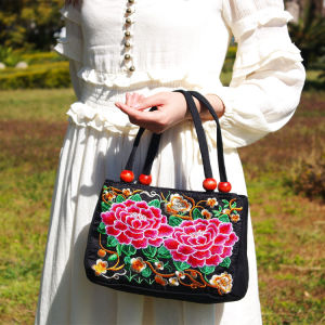 New New Arrival Ethnic Style Embroidery Bag Middle-Aged and Elderly Womens Bags Embroidered Canvas Bag Bag for the Middle-Aged Womens Bag Mom Handbag
