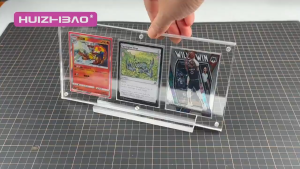 Transparent acrylic magnetic card display stand with base Pokemon Case Card Packs Collection Game Cards Display Holder Magnetic Card Holder
