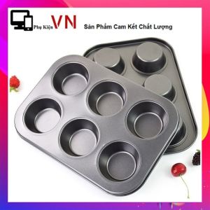 Khay Nướng Cupcake 6 Ô Chống Dính Tiện Lợi - Khuôn Nướng Bánh Chống Dính 6 Ngăn Cao Cấp - Khuôn Bánh Cupcake  Bánh Bông Lan Tiện Lợi