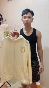 Áo Khoác Khóa Hoodie Trẻ Em Chất Vải Cotton Mềm Mịn Co Giãn Hình Bánh Mì Toast Đáng Yêu Dành Cho Bé