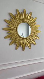 Tranh Sắt Treo Tường Nghệ Thuật Gương Decor Trang Trí Mặt Trời Vàng Mã 915