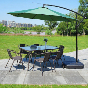 Outdoor Leisure Table and Chair Set with Umbrella