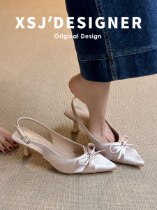 Pointed Toe Comfortable Kitten Heel Soft Lamb Leather Sandals