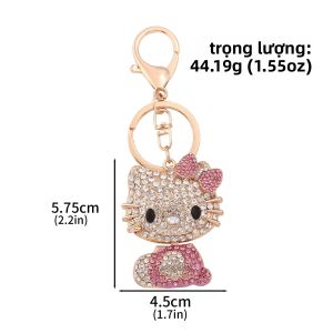 Móc Khóa Hello Kitty Đính Đá Pha Lê Hình Mèo Hoạt Hình Mặt Dây Chuyền Dễ Thương Móc Chìa Khóa Ô Tô Quà Tặng Trang Sức Cho Mọi Lứa Tuổi