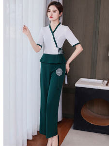 ชุดสปาเท้าระดับไฮเอนด์สำหรับผู้หญิง ชุดทำงานผู้เชี่ยวชาญในอุตสาหกรรมสปาเท้า ชุดคลุมอก แขนยาว ระบายอากาศได้ดี