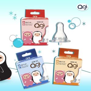 Núm vú bình sữa Agi silicon mềm cổ hẹp size S M L