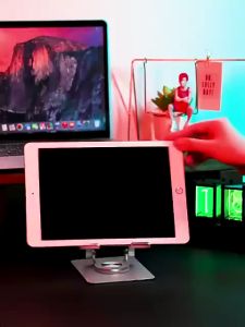 NO2 Aluminium Metal Besi Putar 360 Rotasi Stand Holder Hp Tablet iPad Android iPhone