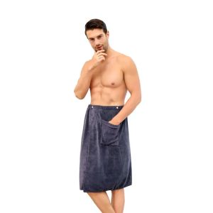 Men can wear soft micro-fiber bath towel with pocket bathrobe shower bag sauna room swimming holiday spa beach towel