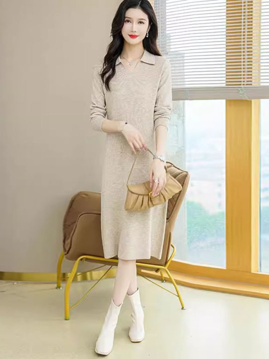 Polo%20Neck%20Loose%20Oversized%20Sweater%20Dress%20-%20Image%203