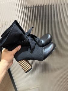 CAIZINI | Vintage Bow-Tie Lace-Up Short Boots Rough Heels