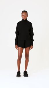 alo yoga Musim Gugur Musim Sejuk Wafel Tinggi Leher Sweatshirt Longgar Pullover Lengan Panjang Kasual Serbaa Set Sukan untuk Wanita