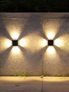 Vimite 10/16 Led Warm White Wall Light On Four Sides Illuminated Outdoor Waterproof Courtyard Garden Fence Villa Wall Washing Night Light