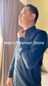 Kemeja Lengan Panjang | Regular Fit | Formal Kain Kapas Kolar Butang Manset Tangan Warna Padu – Biru Navy Biru Langit Coklat Gelap Putih Hitam | Sempurna Untuk Lelaki Bergaya Yang Mementingkan Kualiti Dan Keselesaan