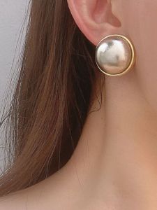 French Gold Embossed Leather Oversized Earrings Geometric Statement Womens Fashion Jewelry Elegant Vintage Feel