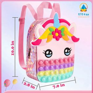 【Fast delivery】Unicorn Large Pop Backpack Unicorn Backpack Kid School Bag for Girl Bubble Squeeze Toy Bag Relieve Stress School Supplies Great Birthday Party Favor Gifts unicorn Backpack for Girls
