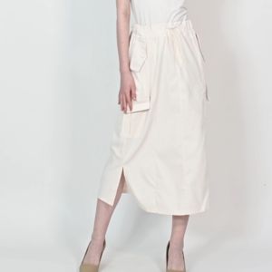 QUEENTIN Rok Kargo Wanita Casual 2305 Katun Chinos Drill Stretch Polos Premium