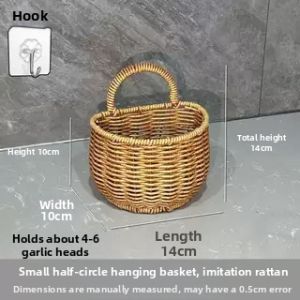 Kitchen Storage Basket For Herbs And Eggs Handheld Hangable Rattan Imitation