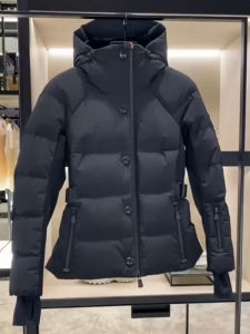 DANTING | Black Waist-cinching Hooded Down Jacket for Women