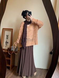 Lush V-Neck Pullover Knitwear Soft Cozy Cashmere Hollow out Design Autumn Winter Womens Fashion Casual Comfortable Long Sleeve