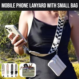 Mobile Phone Lanyard With Small Bag Adjustable Phone Strap With Zippered Coin Purse Sturdy Anti-Theft