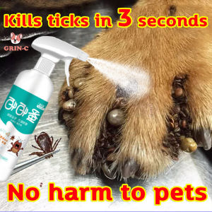 Grin-C Tick and Flea Spray for Dogs and Cats 500ml Herbal Formula Pet Anti Garapata Lice and Mite Killer