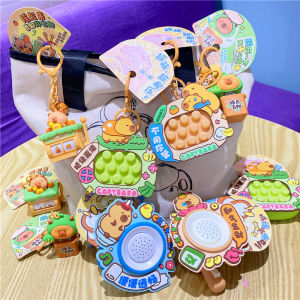 Creative Healing Capybara Music Toy Keychain Backpack Decor Student Gift PVC Plastic Hardware Material Cartoon Style