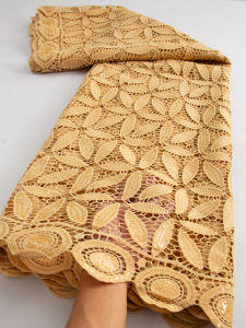 African Guipure Cord Lace Fabric 2023 Hot Sale Nigerian Sequins Water Soluble Lace Fabric For Women Wedding Party Dresses TY3607