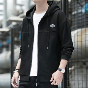 ROMON | Loose Mens Hoodie Sweatshirt Spring Autumn New Sport Open Cardigan Casual Zipper Jacket Upper Body Fashionable Antibacterial