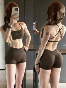 V-Waist High-Elasticity Butt-Lifting Leggings & Seamedless Yoga Sports Bra
