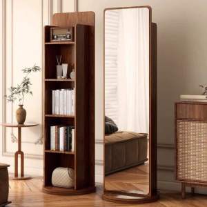 (FREESHIP+ LẮP RÁP) Gương soi toàn thân thiết kế tích hợp kệ đa năng xoay 360 độ decor phòng xinh hiện đại - nội thất Khả Vy