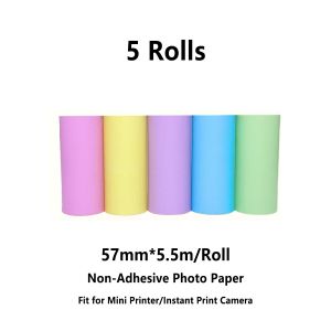 Mini Thermal Printer Photo Paper 57mm x 25mm Compatible with Most Instant Cameras Rolls of Colorful Thermal Paper