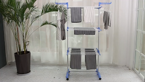 Jemuran Bayi Lipat Baju Handuk Sepatu / Rak Handuk Jemuran Baju 4 Susun Rak Lipat Pakaian Roda Multifungsi Stand Hanger Korea Besar