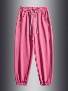 Quần Thể Thao Nam Màu Hồng Rộng Rãi Thường Ngày Chất Lượng Cao Quần Dài Thể Thao Màu Trơn Mùa Xuân Hè Quần Dài Cotton Polyester