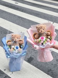 Quà Tặng Cho Bạn Gái Quà Tặng Sinh Nhật Búp Bê Gấu Knitted Rose Sunflower Bouquet Quà Tặng Cho Người Lớn Quà Tặng Tốt Nghiệp