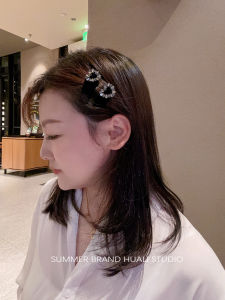 Velvet Hair Clips Womens Fashion Heart Shaped Rhinestone Duckbill Side Bangs Hair Accessories Hair Decorations Duckbill Clips