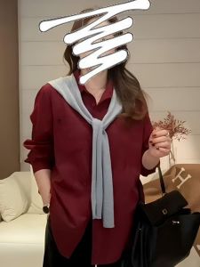 plus Size American Retro Collared Shirt Women Spring Autumn New Style Slimming Loose Inner Outer Wear Cotton Long Sleeve