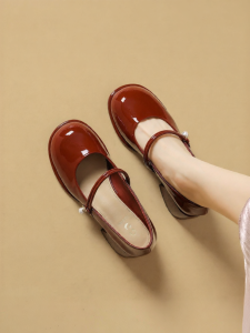 Josiny | Red Engagement Wedding Shoes Coarse Heel
