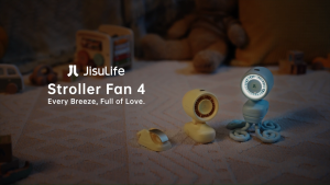 JISULIFE Stroller Fan 4 Rechargeable 38H Mini Size Fan for Mom Baby Safety with Light 5-speeds Portable Clip Fan Soft Wind Desk Lightweight Turbo for Car Seat Bedside Pets Camping