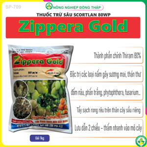 Thuốc Trừ Bệnh SCORTLAN 80WP Hiệu ZIPPERA GOLD Lưu Dẫn 2 Chiều – Nấm Bệnh Vi Khuẩn Thán Thư – Tẩy Sạch Rong Rêu Sầu Riêng (Gói 1kg)