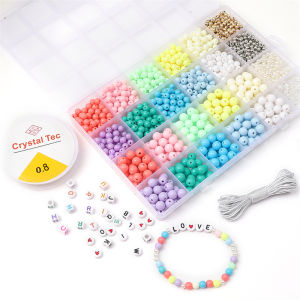 1350pcs/box 24Grids Acrylic Solid Beads For DIY Bracelet Necklace Jewelry Making
