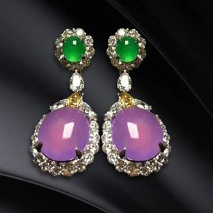 Elegant & Versatile Lavender Amethyst Jade Earrings Silver Plated