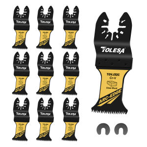 TOLESA 10PC Oscillating Saw Blades Set Japanese Tooth Oscillating Multitool Blades Arc Edge Saw Blade for Wood Plastic Clean Cut