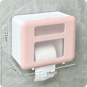 Wall-Mounted Tissue Box Bathroom Toilet No-Punching Wall-Paper Tissue Box Multi-Function Storage Box Organizer Rack Roll Paper Box