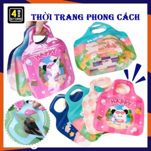 SET 10 Túi Zip Gói Quà Hoạt Hình Có Quai Xách Chống Nước - Túi Đựng Bánh Kẹo Nougat Quà Tặng Phụ Kiện In Hình Dễ Thương