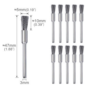 10/20pcs Stainless Steel Wire Wheel 3.0 Shank Wire Pen Brush Polishing Tool for Dremel Accessories Rust Paint Removal Brush Set
